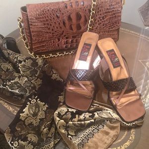 Carlos Falchi snakeskin sandals